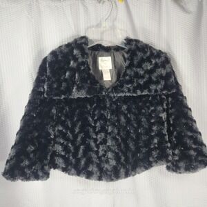 BRITNEY SPEARS CANDIES Black Faux Fur Mini Coat  Short Jacket Size Small